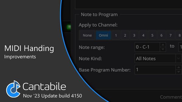 MIDI Handling Changes in Cantabile build 4150