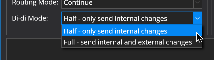 Binding Bi-directional Mode Setting