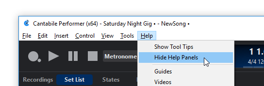 Hide Help Panels