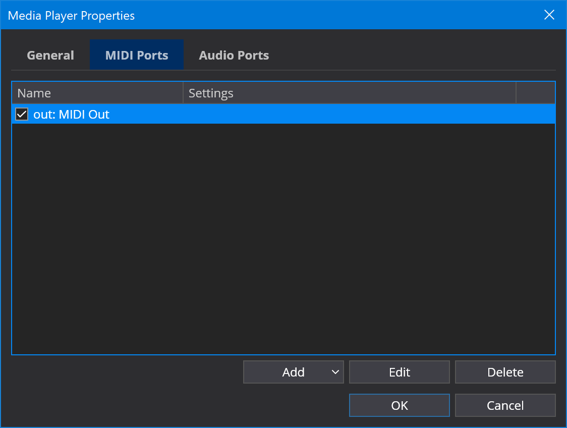 Media Player MIDI Ports