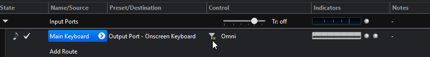 MIDI Filters Button