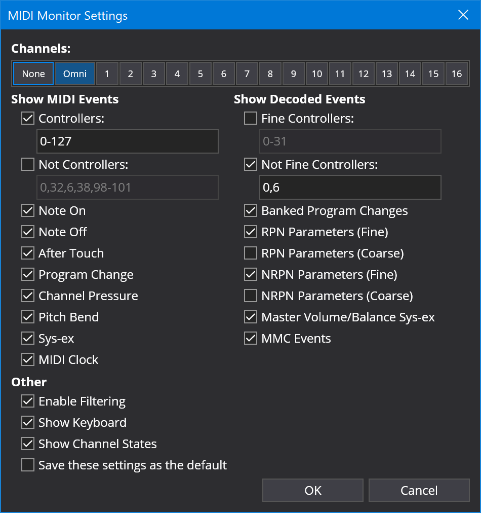 MIDI Monitor Settings