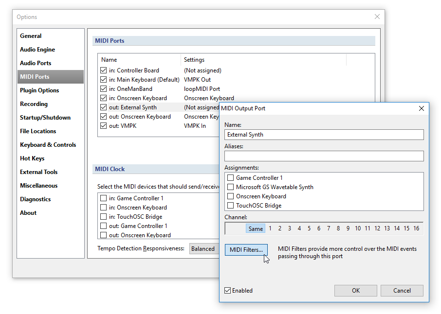 MIDI Port Filters