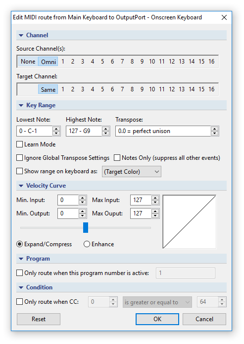Midi Route Settings