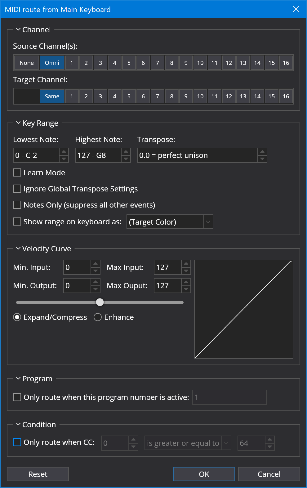 Midi Route Settings