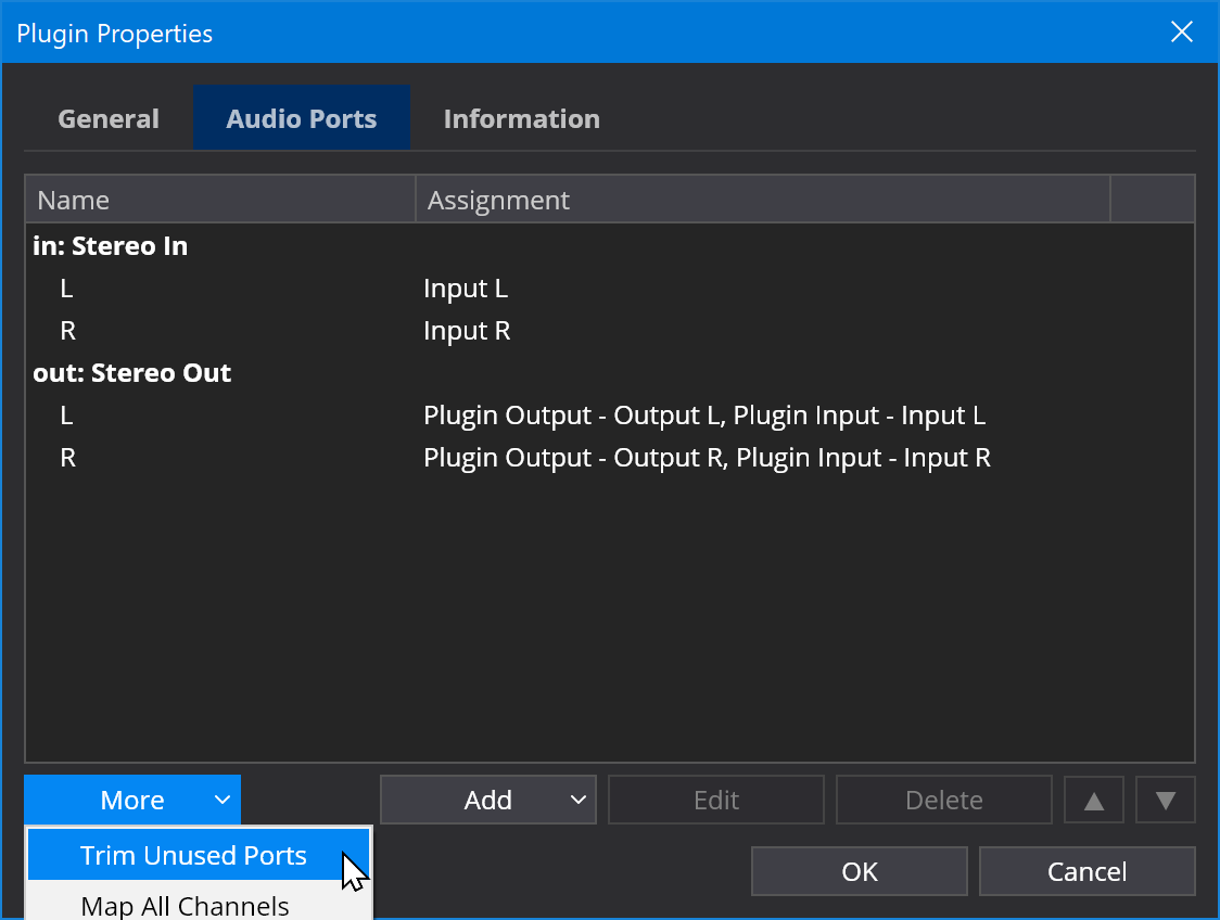 Trim Unused Ports for a Single plugin