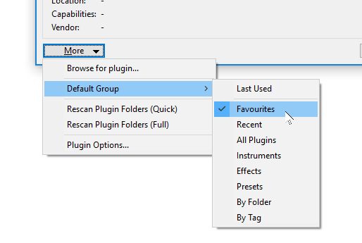 Default Plugin Group Selector
