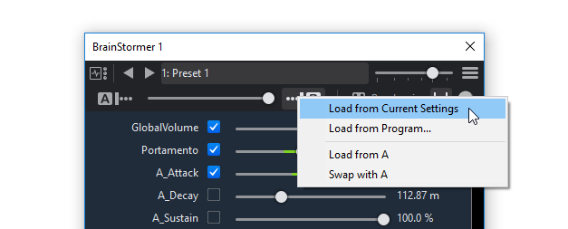 Load Set from Current Settings