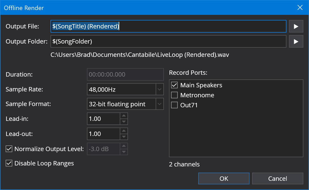 Offline Render Settings