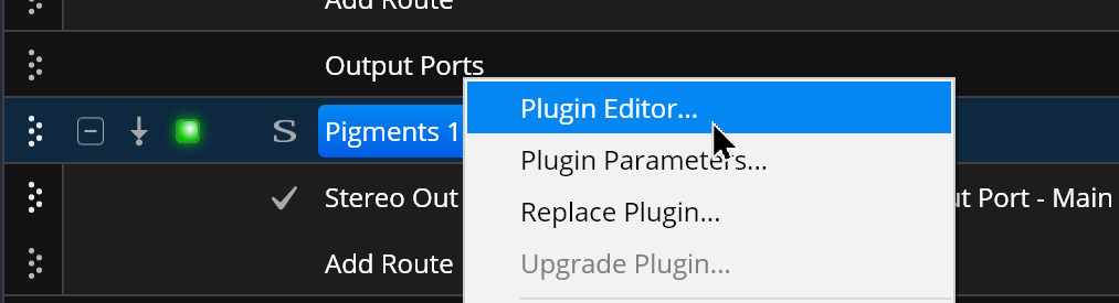 Opening the plugin editor