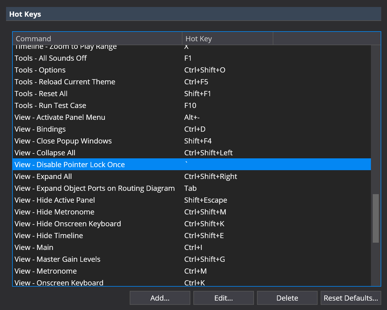 Pointer Lock Key Binding