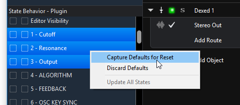 Capture Defaults for Reset