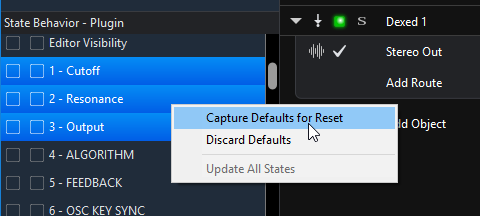 Capture Defaults for Reset