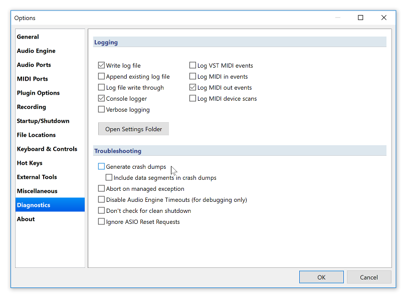 Disable Cantabile's Crash Reporting